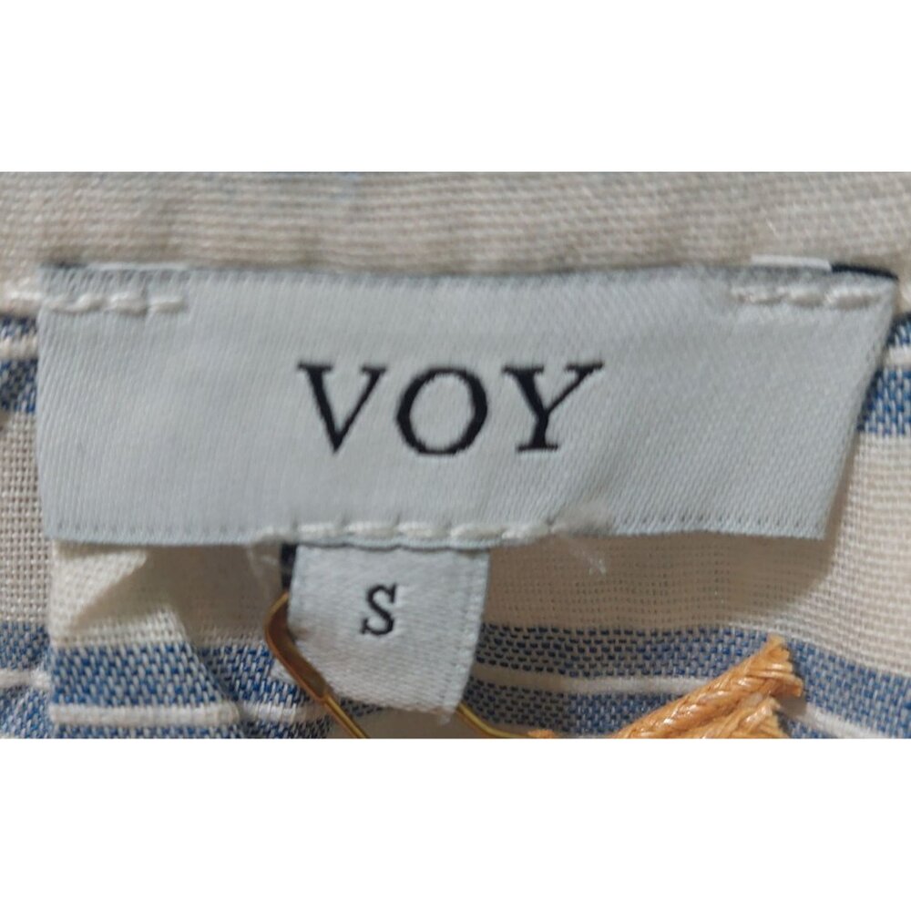 NWT Voy Womens Blue Floral & Stripe Embroidered V-Neck Blouse~Boho~SMALL - Picture 3 of 7